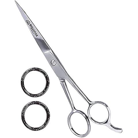 Equinox International Professional Hairdressing Scissors with Finger Rest and Finger Inserts - Ice Tempered Barber Hair Cutting Scissors - 6.5 Inches - Stainless Steel Rust Resistant Hair Scissors Cover