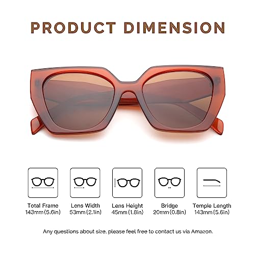 JOO'RTI Trendy Polarized Oversized Sunglasses Womens, Retro Big Square Cat Eye Designer Sunnies3
