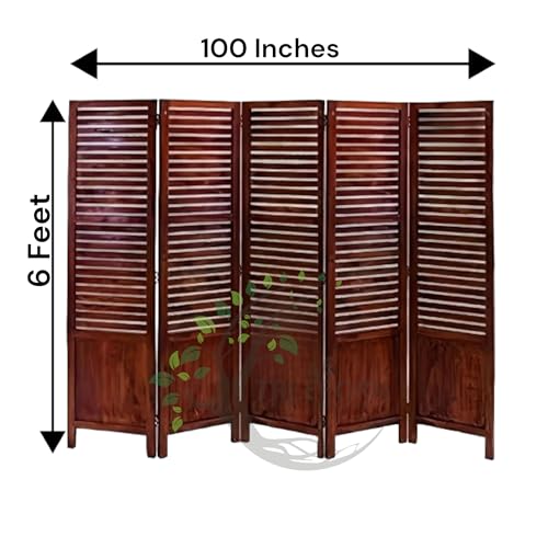 Image of Wooden Room Partition /Screen /Room Divider /Room Separator for Livng Room Bedroom Home Office Restarurant Hallway 1 Panel 30Inches Wide (5 Panel - 20 Inches Wide Each 6 Feet Height)