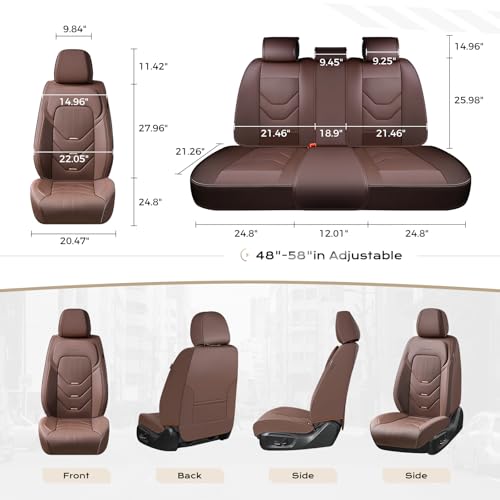 Image of Coverado Front and Back Seat Covers, Coffee Car Seat Covers Full Set, Leather Seat Covers for Car, Waterproof Car Seat Protector, Automotive Seat Cover, Car Seat Cushion Universal Fit for Most Cars