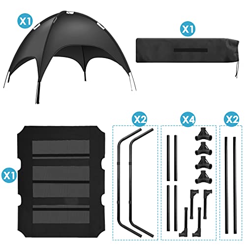 Outdoor Dog Bed With Canopy, Dog Bed With Canopy For Large Dogs, Elevated Dog Bed With Canopy Dog Cots With No-Sagged Frame, Breathable Washable Mesh, No-Slip Feet, Storage Bag For Dog Under 150 Lbs #TOP6