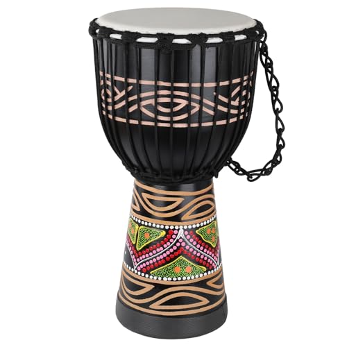 BGMUSER Djembe Drum for Adults,African Drum 10'' x 20'' Mahogany Goatskin Drumhead Hand Drum for Beginners (Black)