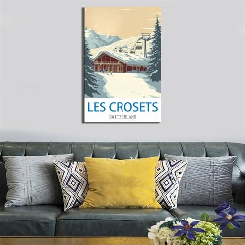 Poster Suisse Les Crosets LNBIAND décoration murale rétro chic