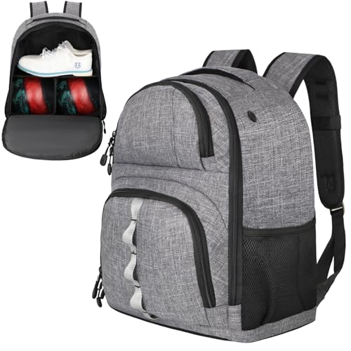 2 Ball Bowling Backpack,Bowling Ball Bag with Shoe Compartment & Portective Foam Padded, Fits Bowling Shoes Up to US Mens Size 16 and Accessories