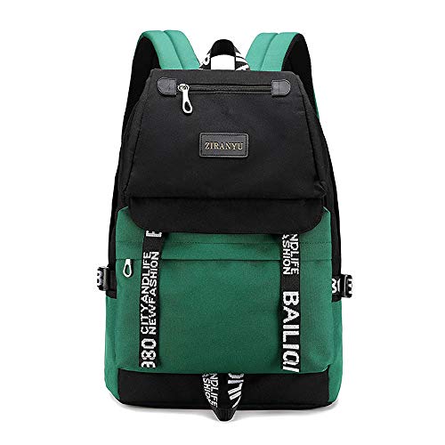 HYPPT Fashion Casual Daypack Schulrucksack Camping Rucksäcke Schulreise Tagestasche Outdoor Rucksack College Schultasche für 8-15 Jahre Laptop Rucksack-green Cover