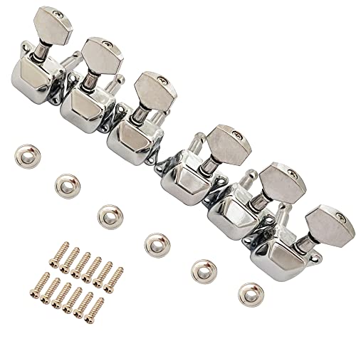 Semi-Closed Guitar Tuning Keys Pegs Tuner Machine Heads Knobs Guitar Locking Tuning Pegs For Electric Guitar 3L3R 6 Pieces Chrome #TOP17