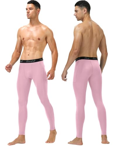 Image of Runhit Mens Compression Pants Running Tights Pockets Sports Leggings Spandex Workout Cycling Athletic Thermal