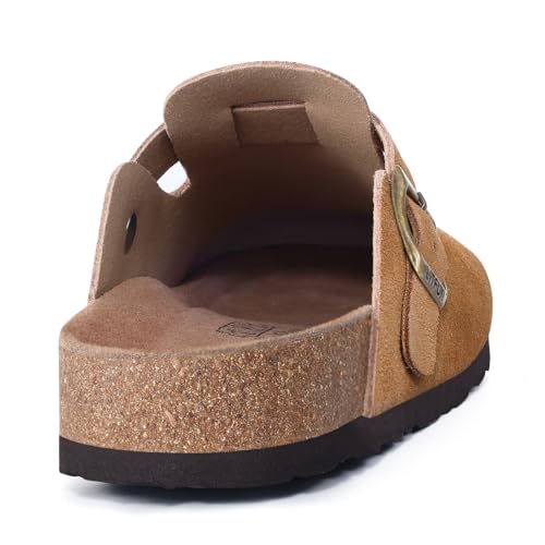 Image of Litfun Unisex Genuine Suede Clogs Comfort & Soft Cork Footbed Potato Shoes