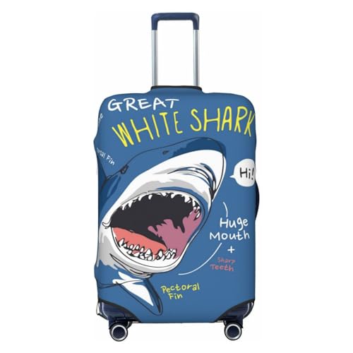 Great White Shark Luggage Cover Protector Anti-Scratch Washable Fits 18-32 Inch Luggage-Small