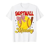 Groovy Softball Mommy Coquette Bow Mothers Day Sports Vibe T-Shirt