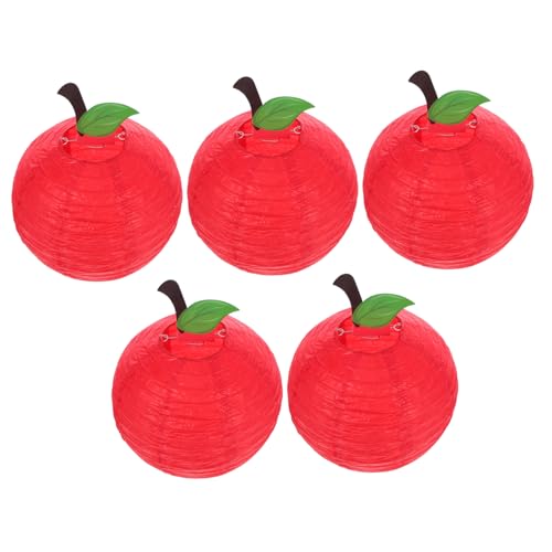 UPKOCH 5 Piezas Linternas Decorativas Forma de Manzana de Unidades Faroles Colgantes Rojos para Fiestas de Cumpleaños Shower y Decoración del
