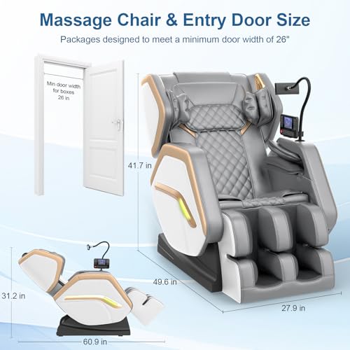Image of Massage Chair Full Body, Zero Gravity Massage Chair 2026 for Back Fatigue with 10 Fixed Rollers, Heating, Airbags, Phone Controller, Bluetooth Speaker, Nightlights for Living Room, Bedroom