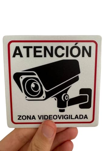 LEIASA Cartel Zona Videovigilada   10x10 cm   Aluminio   Reflectante   Grosor 0.6 mm   Cartel Videovigilancia   Impresión UV   Resistente Exterior (Cartel Videovigilancia pequeño)