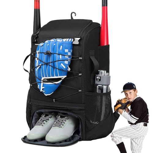 Generisch - Baseball-Tasche – Baseball-Zubehör, Ballspieler-Tragetasche, Schuhhandschuhe, Helme, Aufbewahrungstasche, Softball-Tasche mit Zaunhaken, tragbare Ausrüstungstasche, Ausrüstung für Schläger und