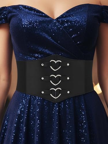 Urieo Heart Leather Black Corset Belt for Women3