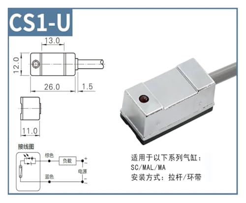 Interruptor de proximidad CS1-U sensor magnético de láminas de cilindro CC CA 5-220V de 5 piezas 2