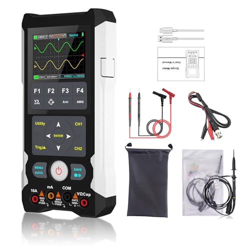 Digitales Oszilloskop + Signalgenerator + Multimeter 3 in 1: Handheld-Digitaloszilloskop 80MHz Bandbreite, 250MS/s, 2 Kanal 2 in 1 Oszilloskop Tragbares Handheld-Oszilloskop für KFZ & Elektronik