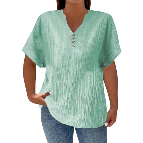 T-shirt grande taille femme couleur unie respirant avec boutons