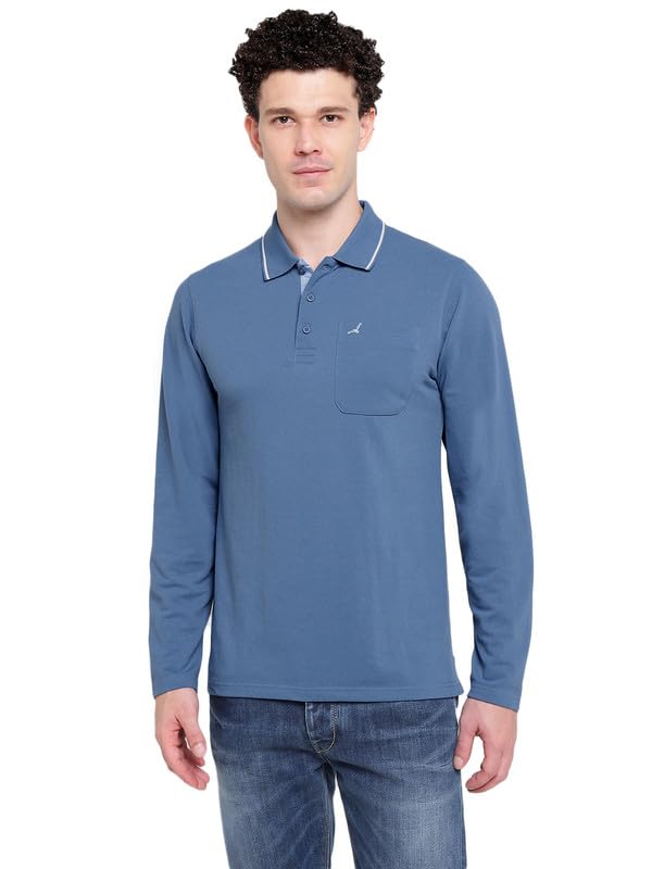 Image of AMERICAN CREW Full Sleeves Polo Collar T-Shirt with Pocket for Men