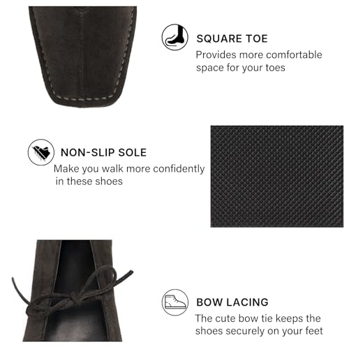 Image of Lace up Ballet Flats Women Square Toe Mary Jane Flats Bow Slip On Comfortable Ballerina Shoes