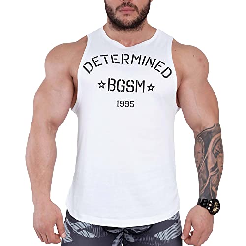 BGSM Extreme Sportswear 2330 - Camiseta de tirantes para culturismo, Blanco, M alto