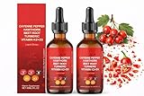 Cayenne-Tropfen: Bio-Flüssigmischung mit Weißdorn, Rote Bete, Kurkuma, Vitamin K2 und D3 für optimale Durchblutung, Herzgesundheit und Ausdauer bei Sport und Reisen (2pcs)
