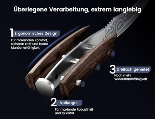 SYOKAMI Boning Knife for Meat Cutting, 6.7 Inch Fillet Knife with Wood Handle, High Carbon Razor Sharp Flexible Blade for Deboning, Trimming, Damascus Pattern Full Tang Design, House Warming Gifts - Image 6