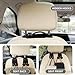 2 Pack Leather Car Hooks for Headrest, Automotive Interior Premium Car Seat Back Storage Hooks & Purse Holders, Durable Headrest Hooks for Purses, Bags, Groceries, and Travel Accessories (Black)