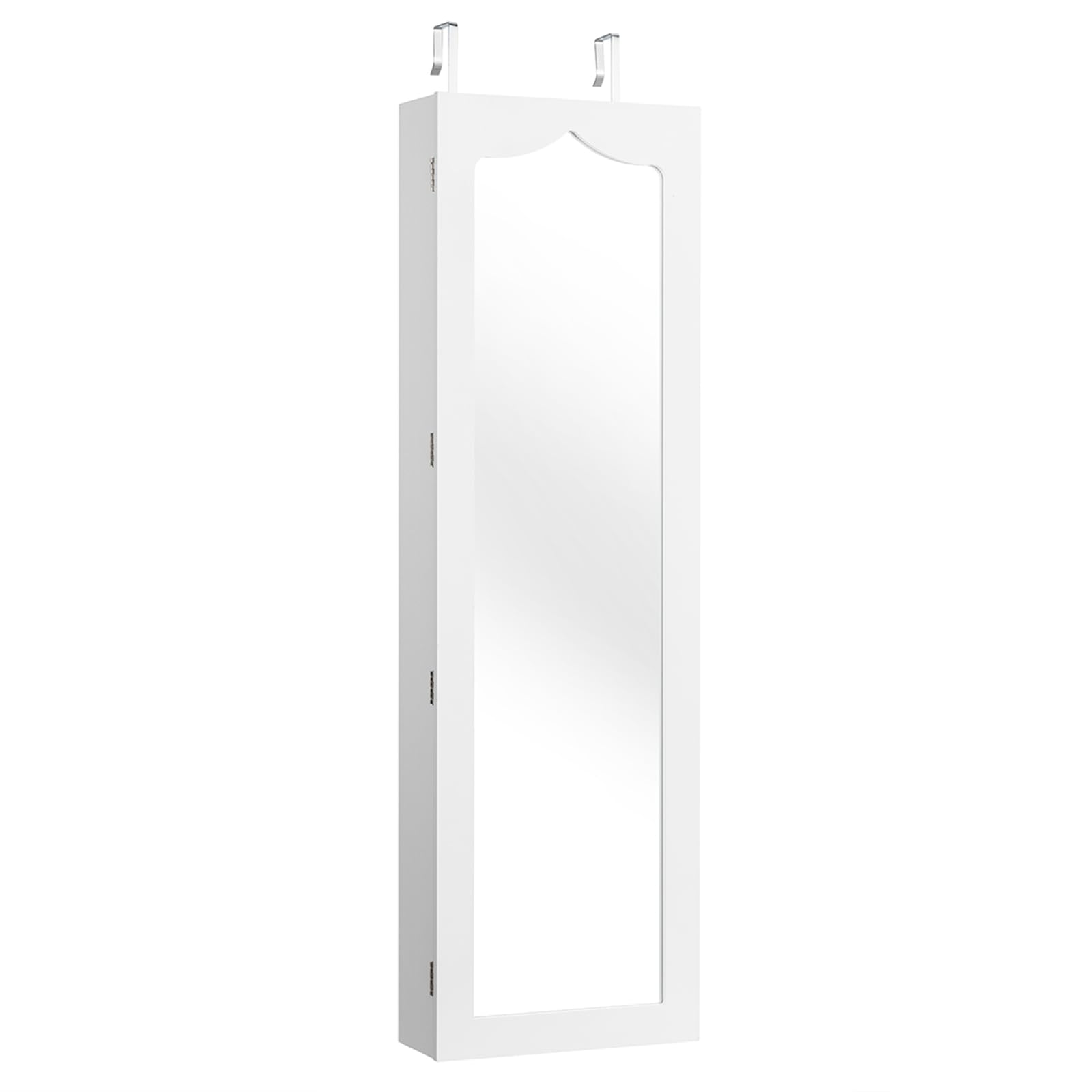 COSTWAY Espejo Joyero de Pared, Armario Joyero con Espejo de Cuerpo Entero, Iluminación LED, Armario para Joyas de Puerta con 6 Cajones, Cerradura, Gran Espacio de Almacenamiento
