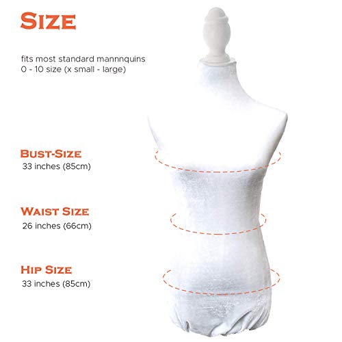 Navadeal White Superb Velvet Mannequin Fabric Cover,100% Handmade Soft Stretchy, For Fashion Designer Retail Boutique Store Dressmaker Form Dummy Model Display Fitting Styling, Mannequin Not Included #TOP3