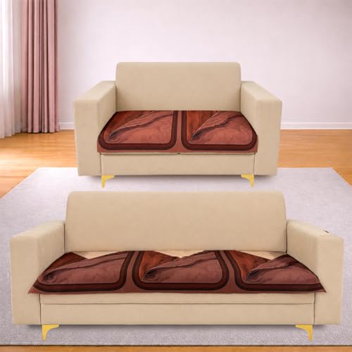 Image of Homerz Premium 'Luxe Series' Holland Velvet Sofa Cover | Smooth Finish | Anti-Skid Fleece Backing | Soft Touch Couch Protector for Living Room (Urban Dune, 5 (3+2) Seater, Only Seat Cover)