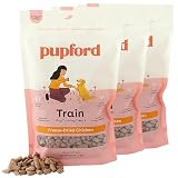 Pupford Golosinas de entrenamiento liofilizadas para perros y cachorros, más de 1400 bocados de dos ingredientes (pollo, 113 g, paquete de 3)
