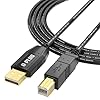 G-PLUG Cable de impresora USB 2.0 – Cable USB A a B de alta velocidad de 6 pies, compatible con impresoras, escáneres, máquinas de fax y más – Negro