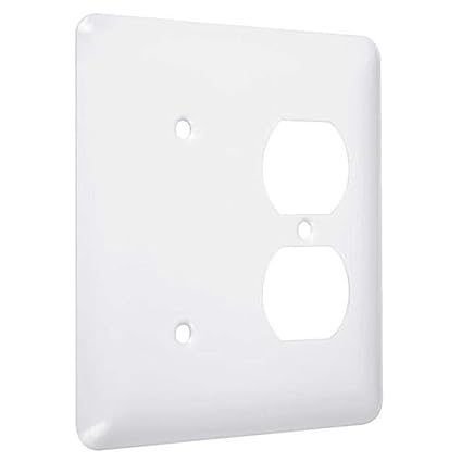 Hubbell-Bell WRW-DB Maxi/Princess Metallic Wallplate with One Blank, One Duplex, Two Gang, White Smooth