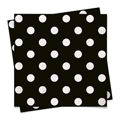 Guardanapo Poá Grande Preto com Branco - 50 Unidades