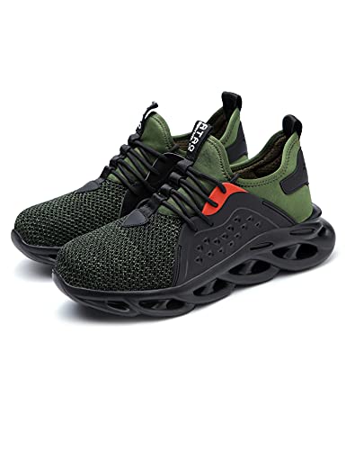 Legou Zapatillas de seguridad unisex indestructibles para el trabajo a prueba de golpes, color Verde, talla 43.5 EU