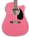 Jameson Guitars Full Size Thinline Acoustic Electric Guitar with Free Gig Bag Case & Picks Pink Right Handed
