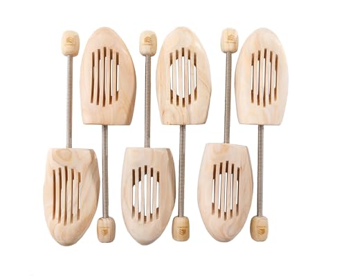 Esvioniq Adjustable Wood Shoe Trees With SpringWooden Shoes Tree For Men & Women Shoe Shaped Shoe Lasts Wooden Shoe Stretcher (3-Pack K 6.5-7.5/EU 40-41)