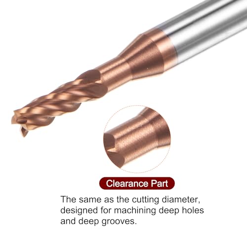 Image of HARFINGTON 2pcs Square Nose End Mill 4mm Shank 2.5mm x 10mm AlTiSin Coated Solid Carbide Long Reach Extended Neck 4 Flutes CNC Router Bit Milling Cutter for Stainless Steel Hardened Steel