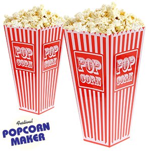 Striped Plastic Popcorn Holder Tub ~ Popcorn Box Great For Movie Nights (Pack of 4)