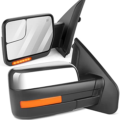 Image of ANPART Towing Mirrors Fit For Ford For F150-Variantion 20250924 (For 2004-2014 F150-Puddle Light Chrome Housing)