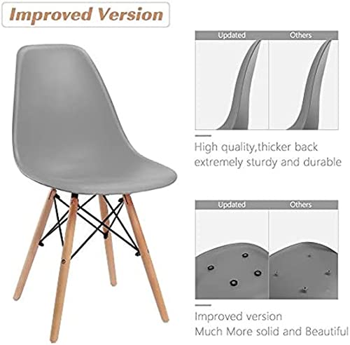 Image of Set of 4 Modern Style Mid Century Modern Dinning Room Cafe Hotel Office Wooden Legs Chair (Grey)