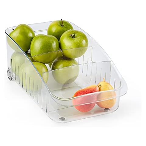 YouCopia RollOut® Fridge Drawer 8", Fridge Organizer and Storage, Clear BPA-Free Refrigerator Bin with Adjustable Dividers Cover