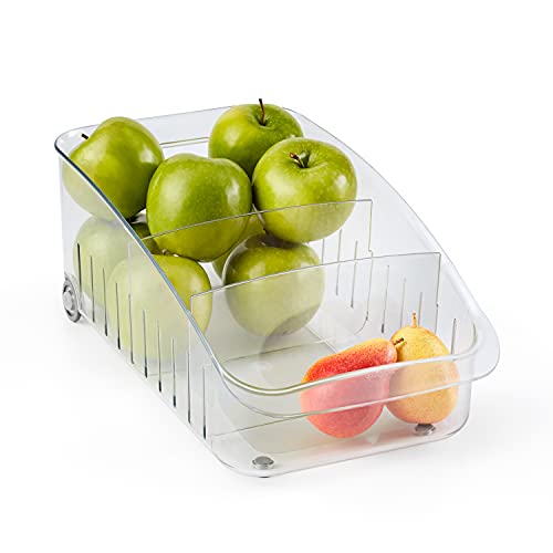 YouCopia RollOut® Fridge Drawer 8″, Fridge Organizer and Storage, Clear BPA-Free Refrigerator Bin with Adjustable Dividers