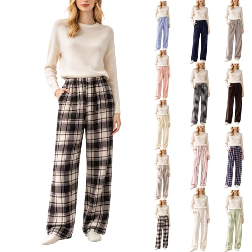 MESSIYO Woman Casual Plaid Y2K Pants Goth Flannel Pajama Brown - image 1