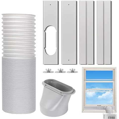 Kxuhivc Portable Air Conditioner Window Vent Kit, Adjustable Window Seal with 5.9 Inch Diameter, 59 Inch Length Exhaust Hose for A/C Unit Universal for Sliding Horizontal or Vertical Window Cover
