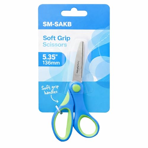 Soft Grip Scissors Stainless Steel – 127mm, 135mm, 152mm, 165mm & 177mm | Right Handed Craft, Office & School Scissors | Comfortable Non-Slip Handle | (5.35"/136mm)