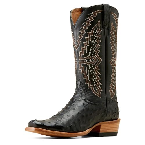 ARIAT Men's Relentless Futurity Done Right Full Quill Ostrich Narrow Cutter Toe Western Boots, Black