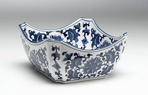 Zeckos AA Importing 59710 Square Blue And White Ceramic Bowl