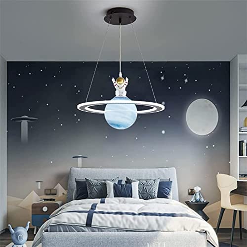 Plafonnier LED planète bleue 40W suspension créative en acrylique lune terre